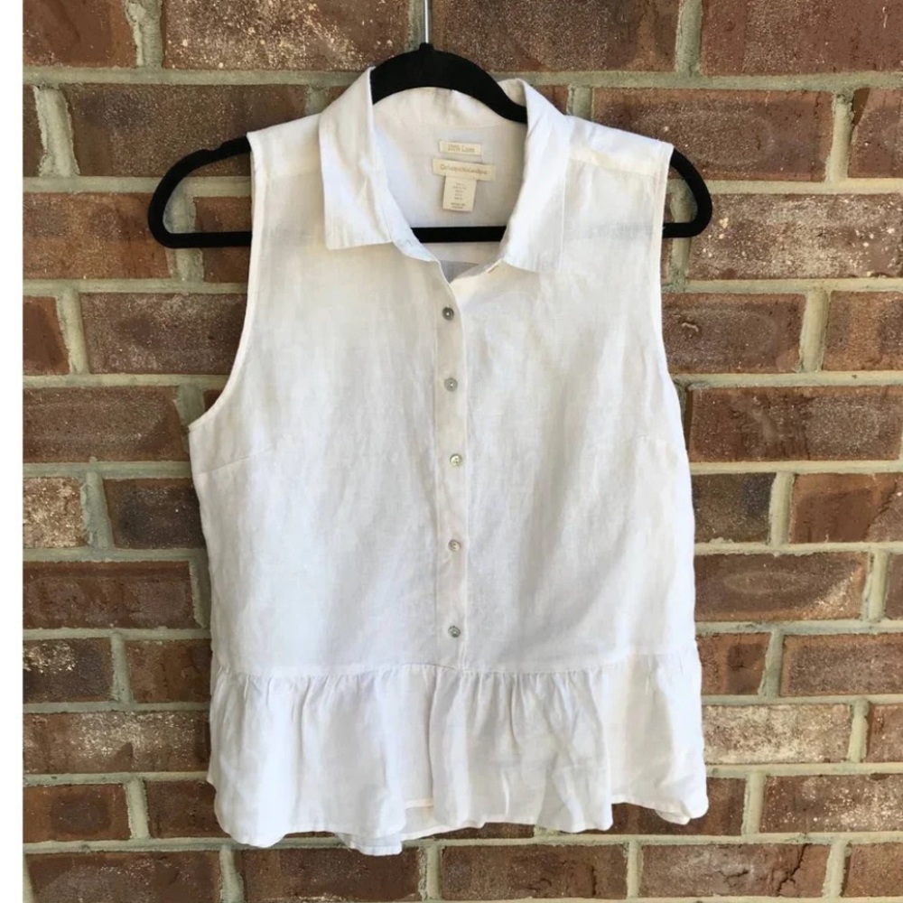 Catherine Malandrino Linen Top Cream L